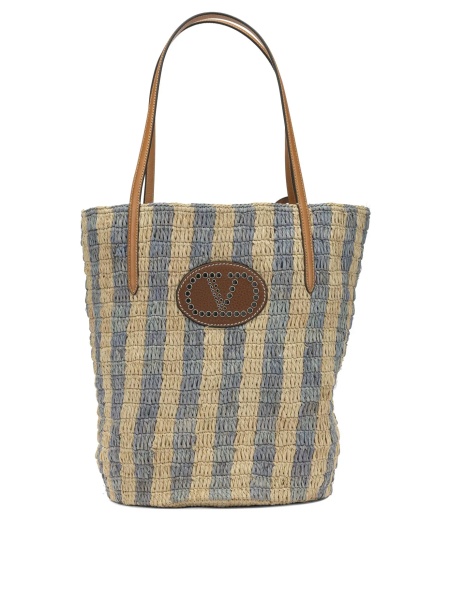 Geanta de umar VLogo raffia medium shoulder bag