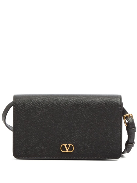 Geanta mini Valentino Garavani neagra din alama si piele