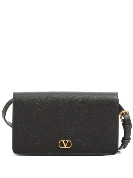 Geanta mini Valentino Garavani neagra din alama si piele