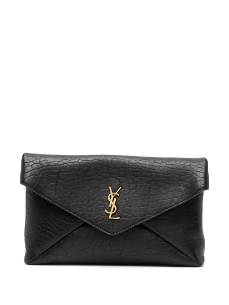 Geanta plic Saint Laurent Envelope neagra din metal si piele
