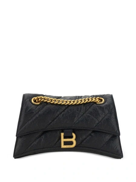 Geanta tip postas Balenciaga Hourglass neagra din piele