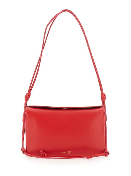 Genti Crossbody bag 'TRIO FLAP' with Magnetic Closure in Red Leather for Women