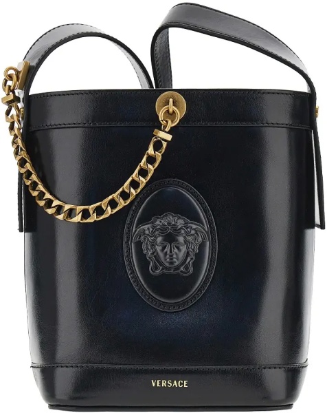 Genti Leather bucket bag with Medusa patch