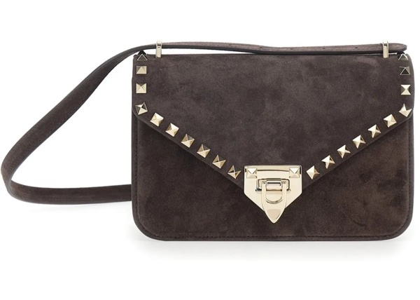 Genti Rockstud Small Suede Crossbody Bag
