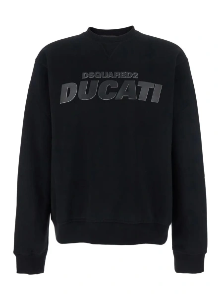 Hanorac DSQUARED2 negru din bumbac 'Ducati x D2'