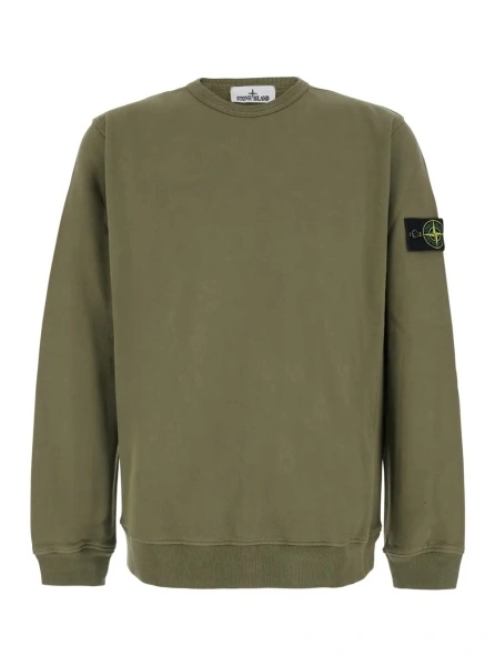 Hanorac Stone Island verde din bumbac