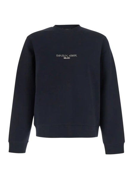 Hanorace blue Sweatshirt with Logo lettering on the front in cotton for men