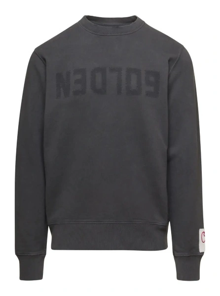 Hanorace Gray Crewneck Sweatshirt with Logo Print in Cotton Men