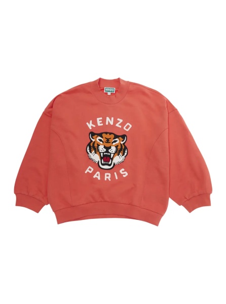 Hanorace Red Crewneck Sweatshirt with Maxi Logo in Cotton Boy