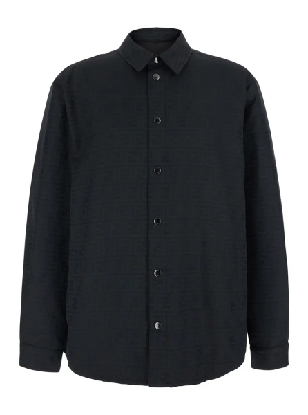 Jacheta black Jacket with FF motif all-over tone on tone in Tech Fabric men