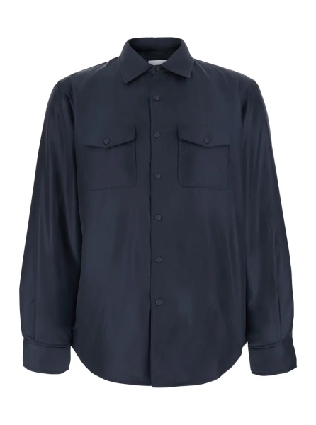 Jacheta blue Jacket with pointed collar and button closure in Tech Fabric men