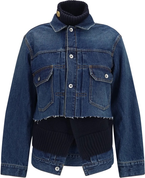 Jacheta Denim Jacket with wool knit layer