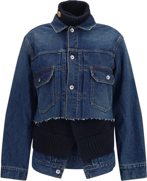 Jacheta Denim Jacket with wool knit layer