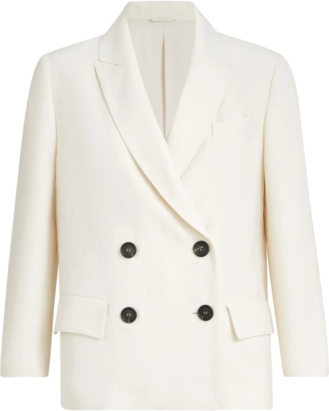 Jacheta Fluid twill Jacket in viscose and linen with monile