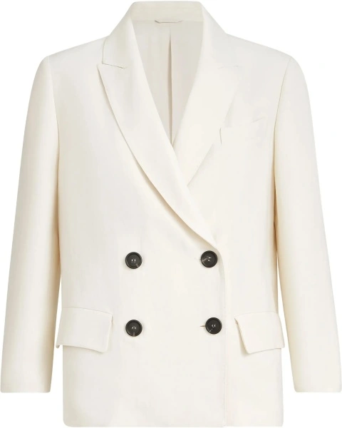 Jacheta Fluid twill Jacket in viscose and linen with monile