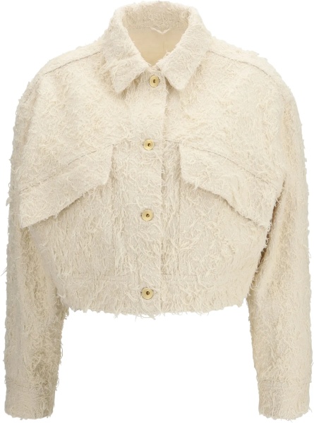 Jacheta Fuzzy dyed denim outerwear Jacket with monili