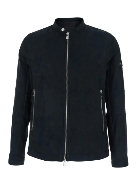 Jacheta Jacket 'MCKZ0093033588001' Black with High Collar and Zip Closure in Tech Fabric Men