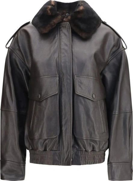 Jacheta LOULOU DE SAISON maro din piele si shearling