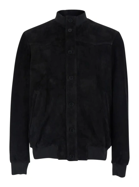 Jacheta LOW BRAND neagra din piele intoarsa