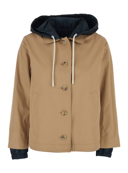 Jacheta Reversible Brown Cotton Jacket with Hood for Women