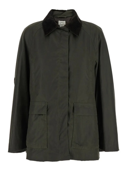 Jacheta TOTÊME Green Jacket with Ribbed Collar and Double Vent on the Back in Cotton for Women