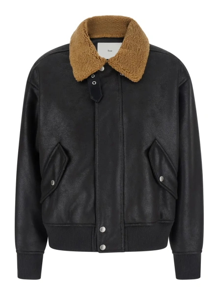 Jacheta Unisex Jacket with Leather Details and Front Closure
