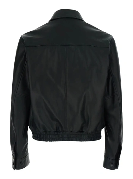 Jacheta Versace neagra din piele
