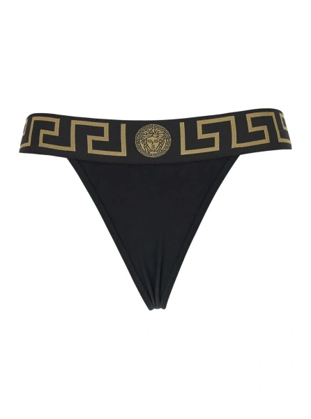 Lenjerie intima Versace 'Greca' neagra din bumbac