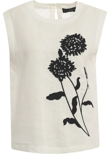 Maiou Linen top with floral embroidery