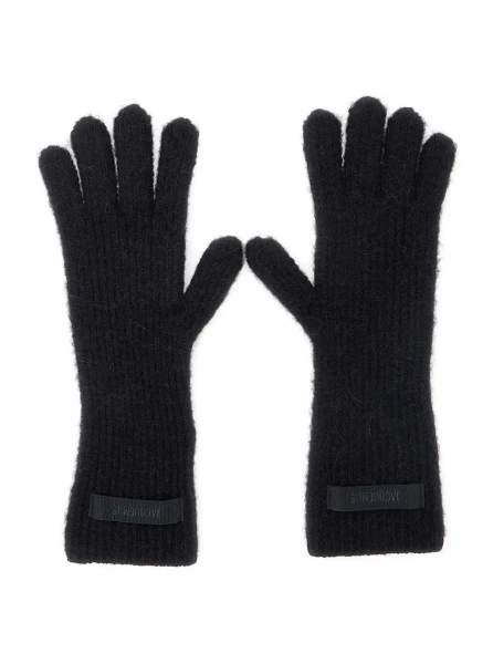 Manusi LES GANTS GROS GRAIN are gloves characterized by a composition of black alpaca wool, nylon, and merino wool for women