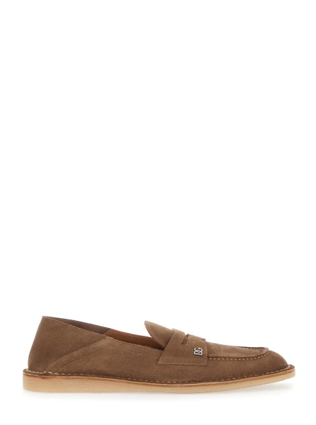 Mocasini Brown Loafers 'Florio' with DG Logo Detail on the Side in Suede for Men