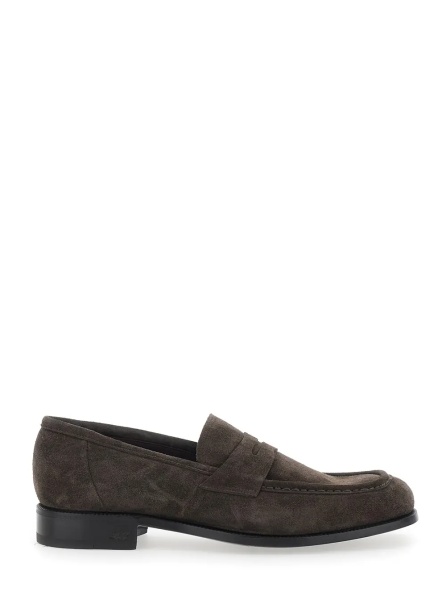 Mocasini Brown Loafers with Almond Toe in Suede for Men