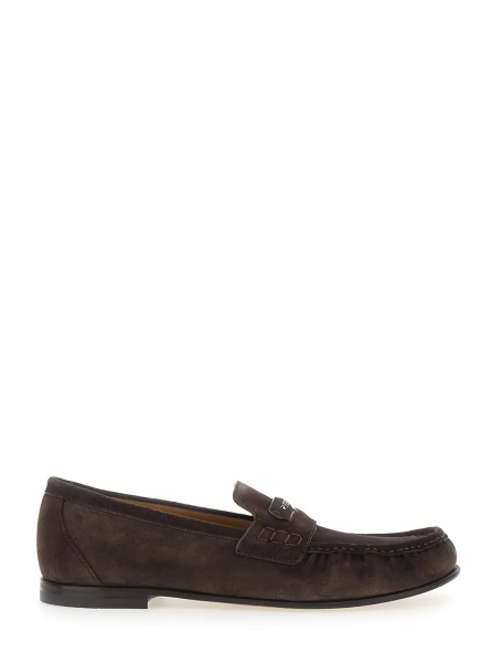 Mocasini Brown Round Toe Loafers in suede for Men