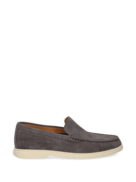 Mocasini Hugo Boss gri din piele intoarsa si piele