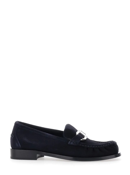 Mocasini 'MARIAN' blue Loafer with Gancini plaque on the front in suede for women
