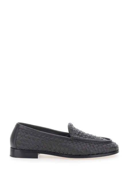 Mocasini 'Silenzio' Brown Loafers with Rounded Toe and Intreccio Motif in Leather for Men