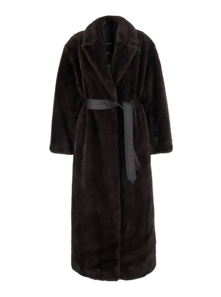 Paltoane Brown Coat with Mink Look