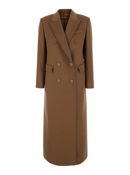 Paltoane 'Effige' Brown Double-Breasted Coat with Peak Revers in Wool for Women