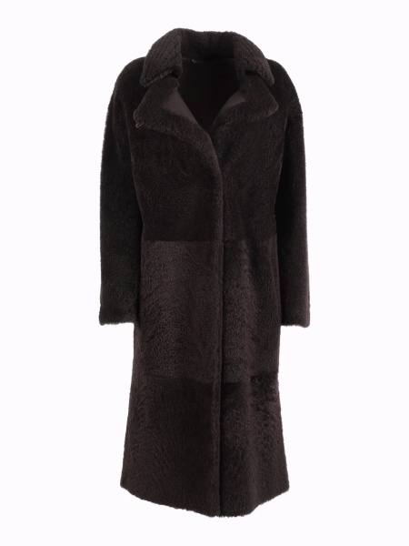 Paltoane NAPPED SHEARLING COAT WITH LASER-CUT INSERTS ON THE COLLAR.