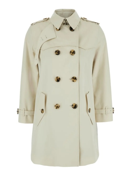 Paltoane 'Summerside' Beige Trench Coat with Classic Collar and EKD Patch on the Back in Cotton for Women