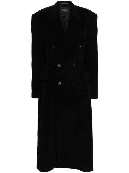 Palton Balenciaga negru din lana si poliamida