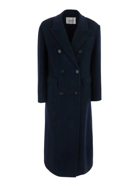 Palton blue Double-breasted coat with Notched revers in wool and cashmere women