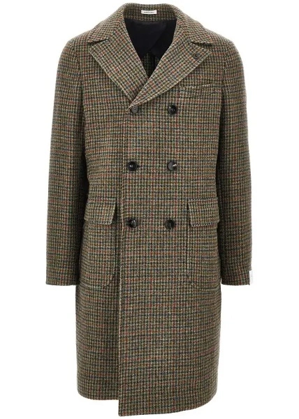 Palton Breras multicolor din casmir si lana