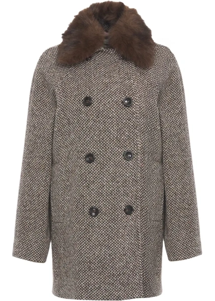 Palton Coat with faux fur collar