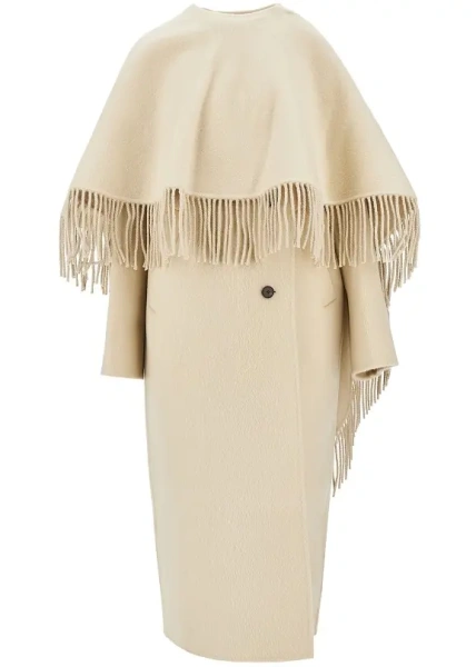 Palton Double coat with fringed scarf