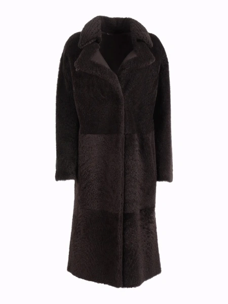Palton NAPPED SHEARLING COAT WITH LASER-CUT INSERTS ON THE COLLAR.