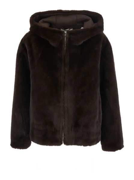 Palton Pandy Coat with Shirt Collar and Brown Pockets for Women