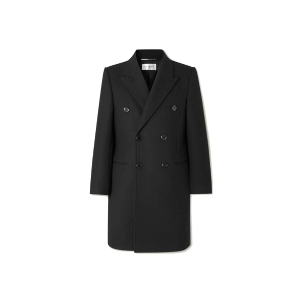 Palton Saint Laurent Double-Breasted Wool Coat