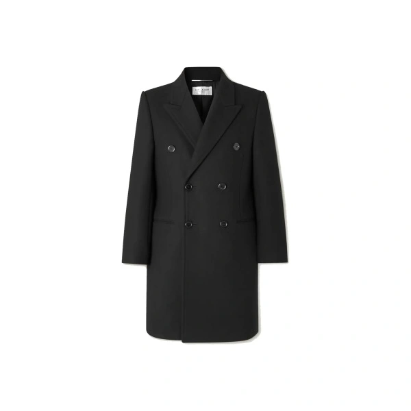 Palton Saint Laurent Double-Breasted Wool Coat