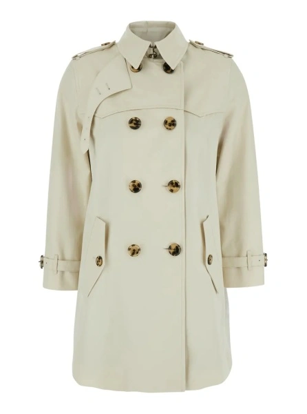 Palton 'Summerside' Beige Trench Coat with Classic Collar and EKD Patch on the Back in Cotton for Women